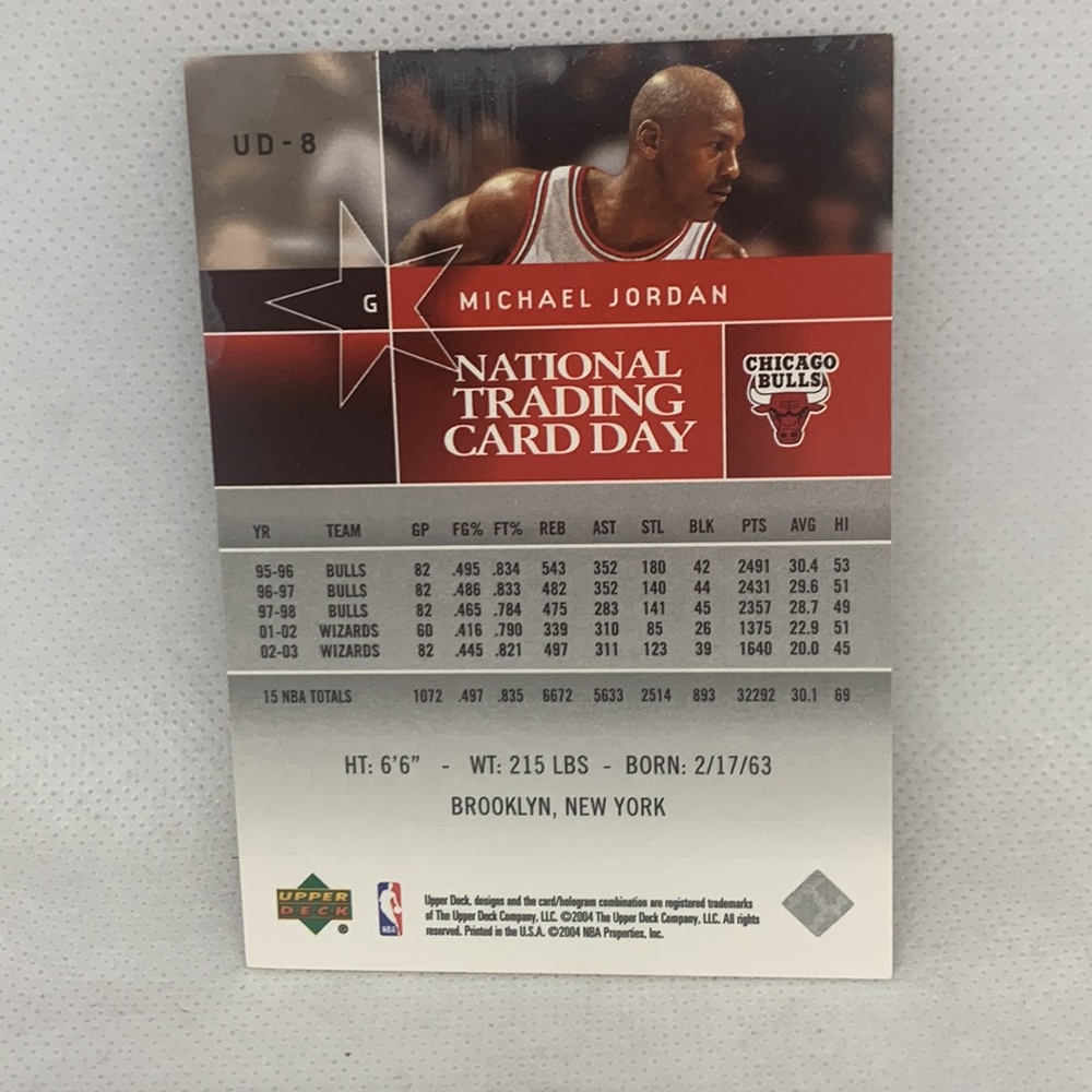 2004 Upper Deck National Trading Card Day Michael Jordan #UD-8 (004) - Picture 2 of 5
